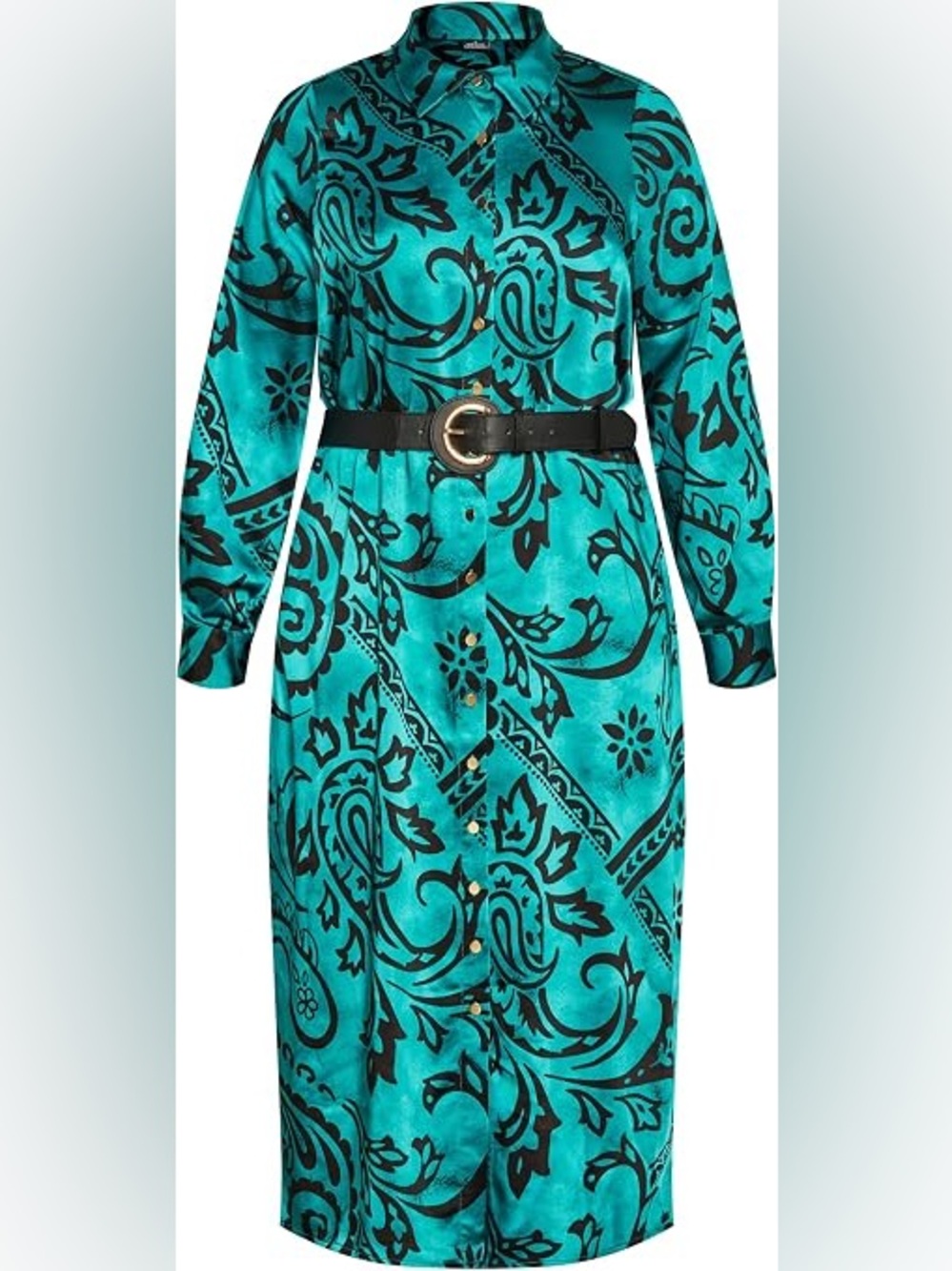 Brand New with Tags City Chic Anya Dress Blue Paisley Button-Front Shirt Dress